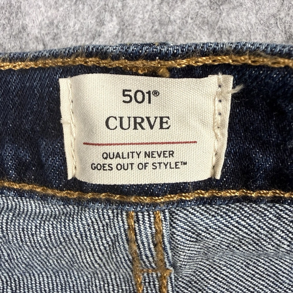 Levis 501 Curve NWT Jeans Womens 31 Dark Wash Straight High Rise Stretch Denim - Picture 10 of 13